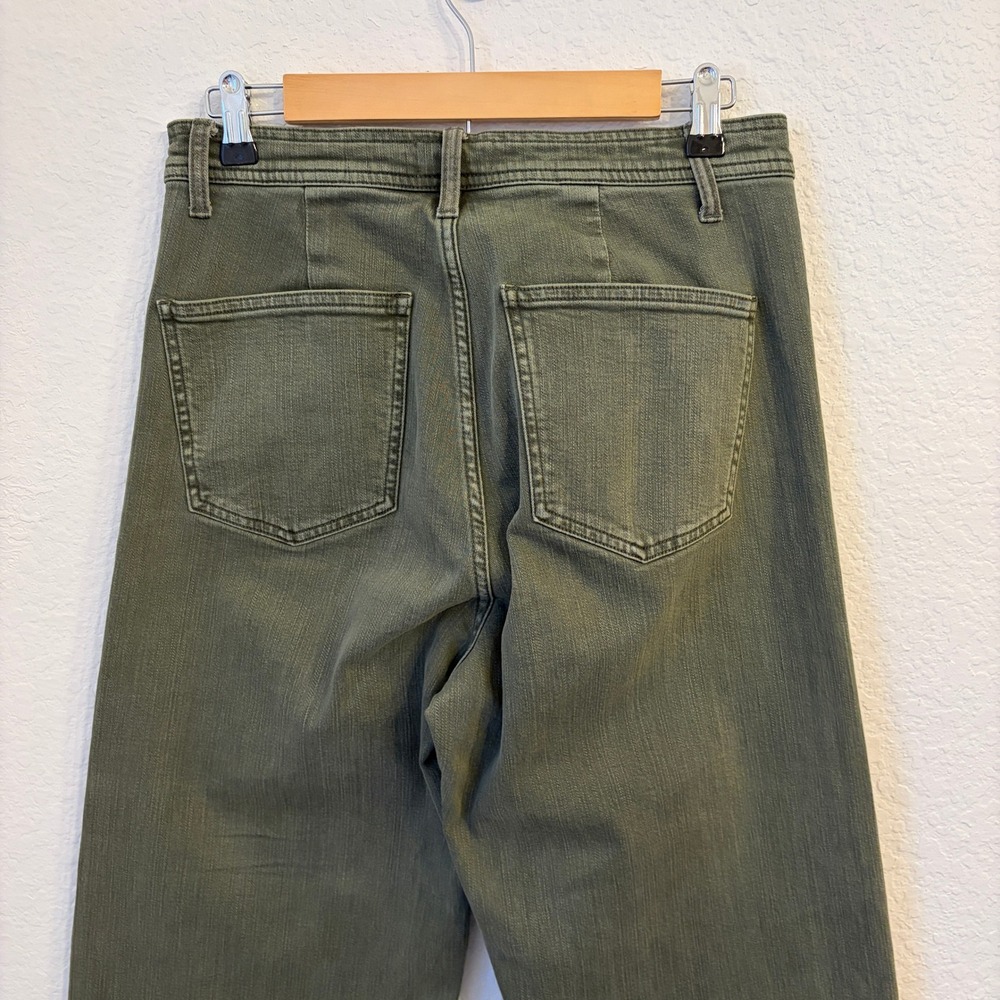 Pistola Penny Wide Leg Crop Jeans 30 Olive Green High Rise Raw Hem Utility Pants - Picture 5 of 12
